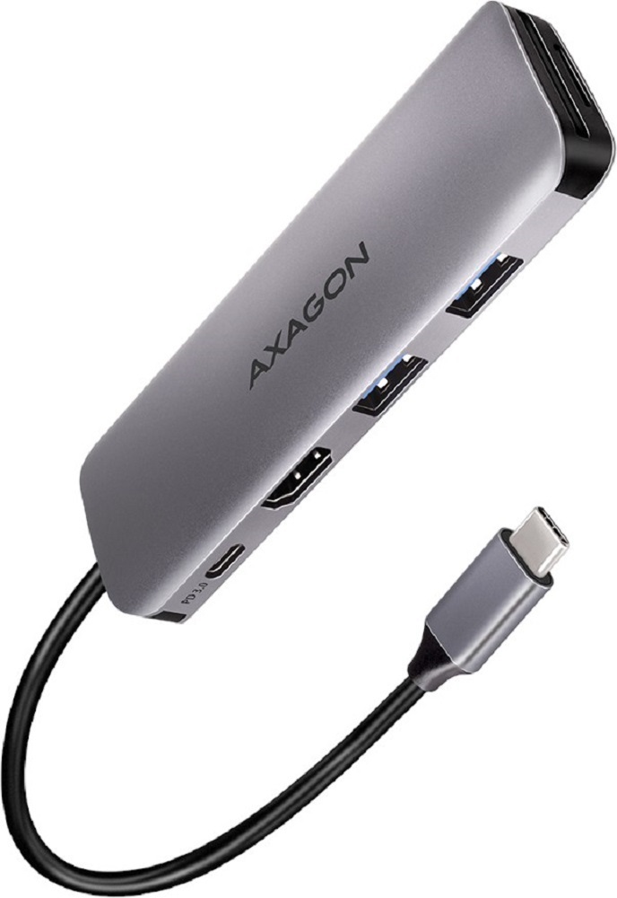 Хаб концентратор Axagon SuperSpeed USB-C COMBO 5in1 hub, Серый (HMC-5) фото1