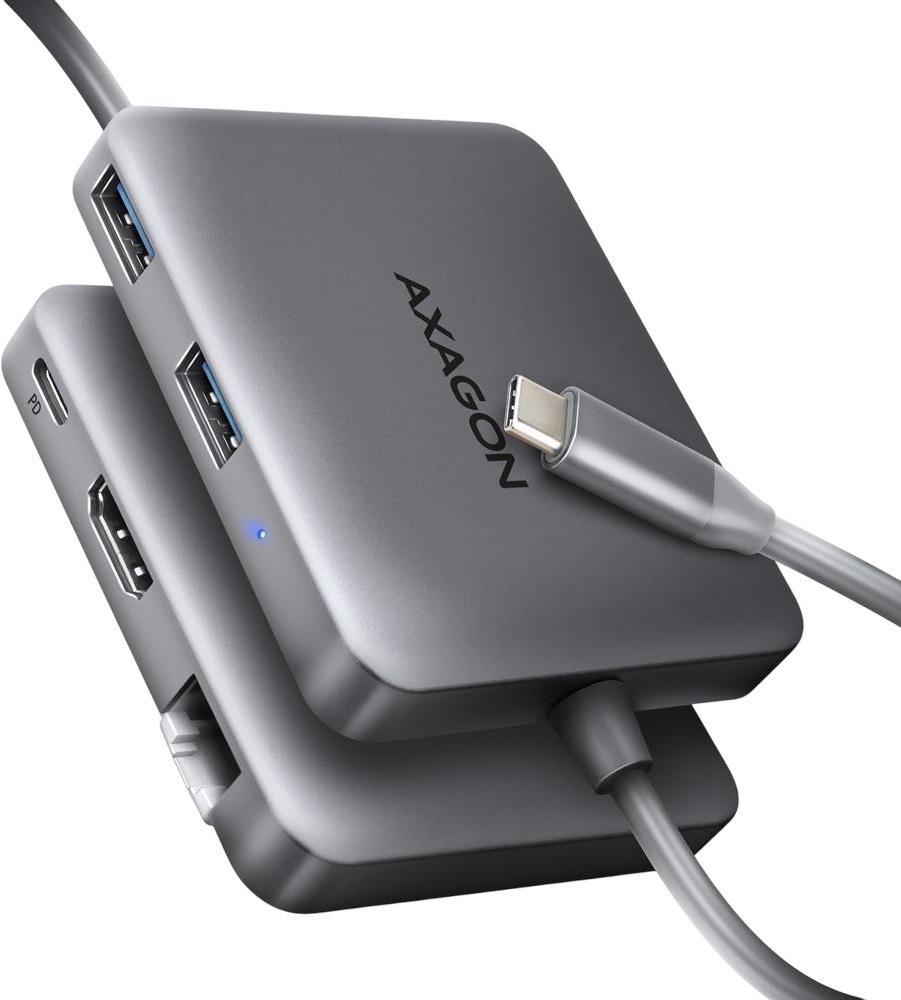 Хаб концентратор Axagon USB-C 5Гбіт/с SuperSpeed 5in1 hub, Сірий (HMC-5HL) фото1