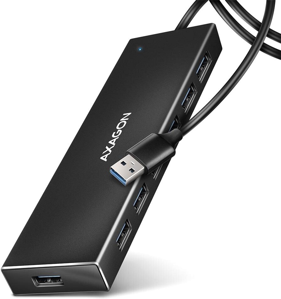 Хаб Axagon SuperSpeed USB-A FLAT hub, 1м USB-A, Черный (HUE-F7A) фото1