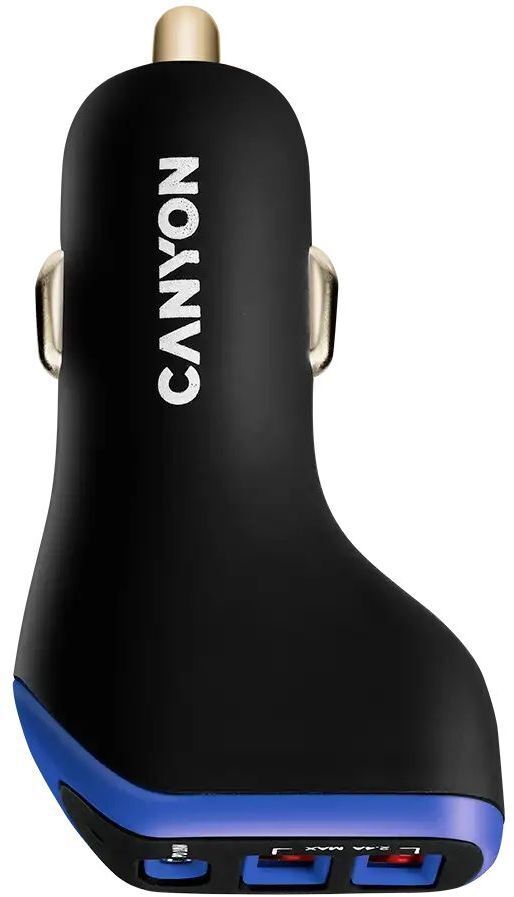 Автомобильное зарядное устройство Canyon C-08 18W 3xUSB Black-Purple (CNE-CCA08PU) фото1