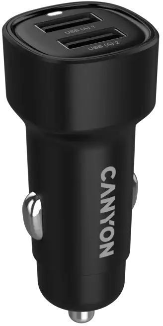 Автомобильное зарядное устройство Canyon OnDrive 24 24W 2xUSB-A Black (CNE-CCABR2AA) фото1