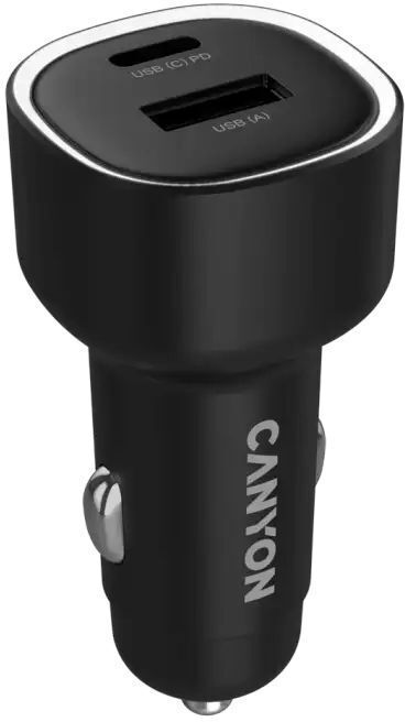 Автомобильное зарядное устройство Canyon OnDrive 48 PD 48W USB-A USB-C Black (CNE-CCABR3AC) фото1