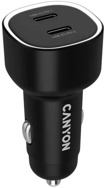 Автомобильное зарядное устройство Canyon OnDrive 60 PD 60W 2xUSB-C Black (CNE-CCABR3CC) фото1