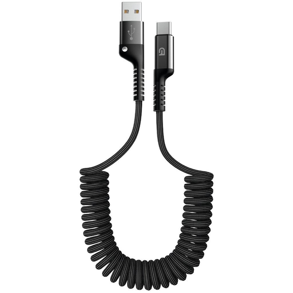 Кабель ArmorStandart AR17 Spiral USB-A to USB-C 2.4A 1m Black (ARM75390) фото1