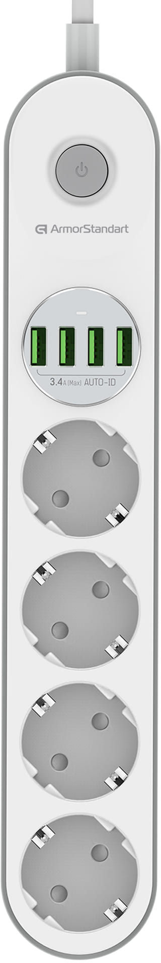 Сетевой фильтр ArmorStandart A-PS44 2m White (ARM70436) фото1