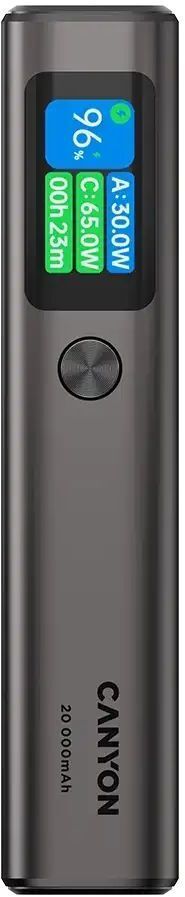 Портативный аккумулятор Canyon OnPower 230 TFT 20000mAh PD130W Dark Grey (CNS-CPB230DG) фото1