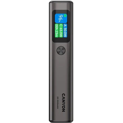 Портативный аккумулятор Canyon OnPower 230 TFT 20000mAh PD130W Dark Grey (CNS-CPB230DG)