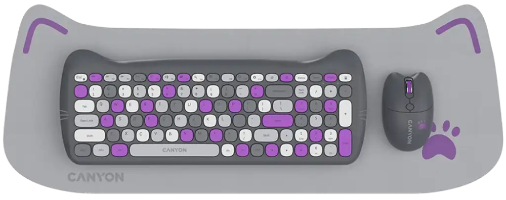 ≡ Бездротовий комплект миша+клавіатура Canyon HSET-W6 EN Kitty