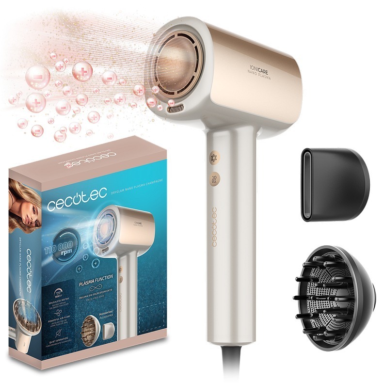 Фен Cecotec DryGlam Nano Plasma Champagne (A01_EU01_101438) фото1