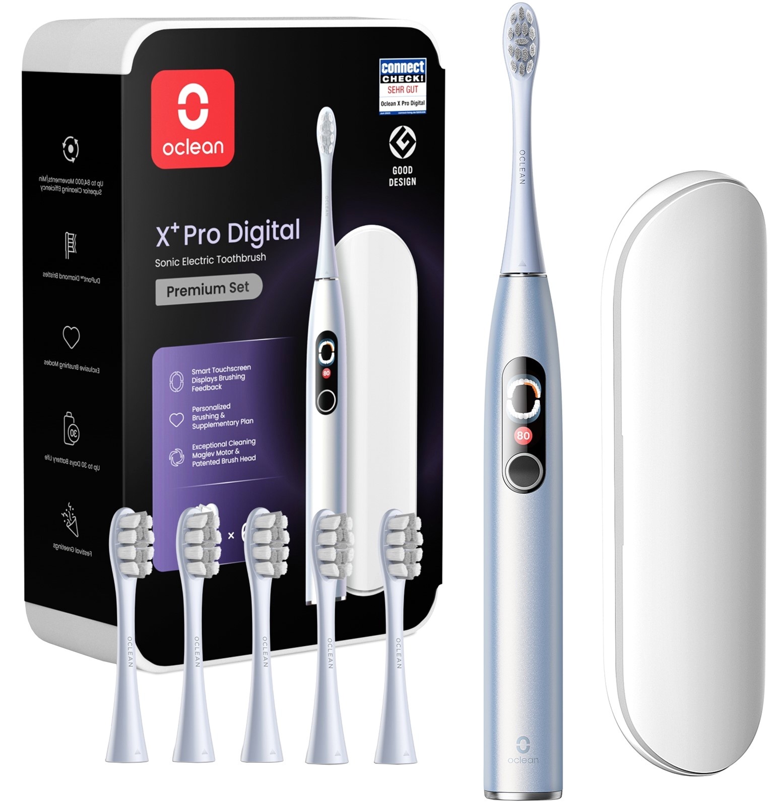 Електрична зубна щітка Oclean X Plus Pro Digital Silver (6970810556179) фото1