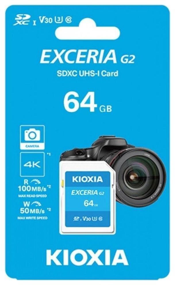 Карта памяти KIOXIA EXCERIA G2 SDXC 64GB U3 V30 (LNEX2L064GG4) фото1