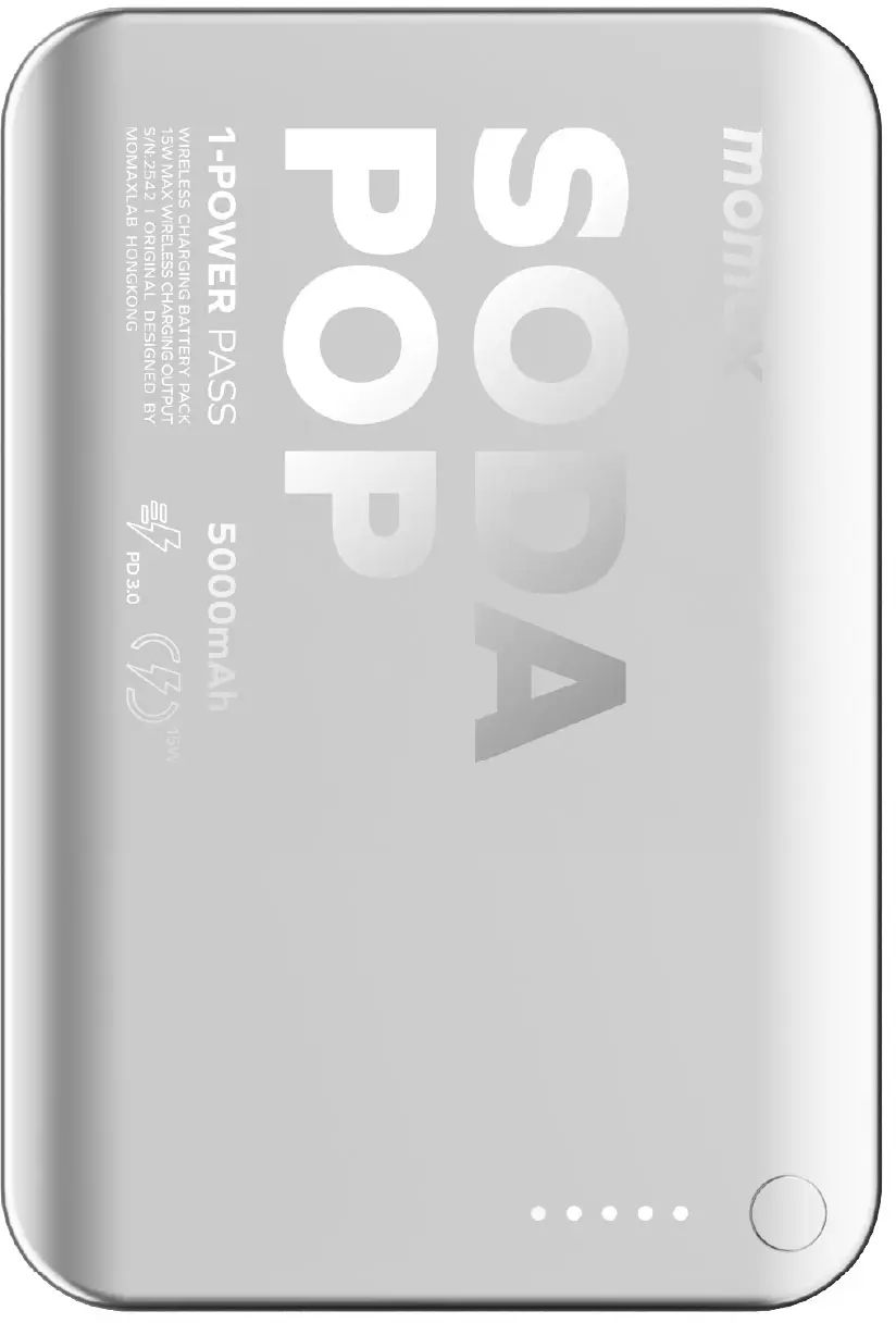Портативний зарядний пристрій MOMAX WRL 5000mAh SILVER (IP165S) фото1
