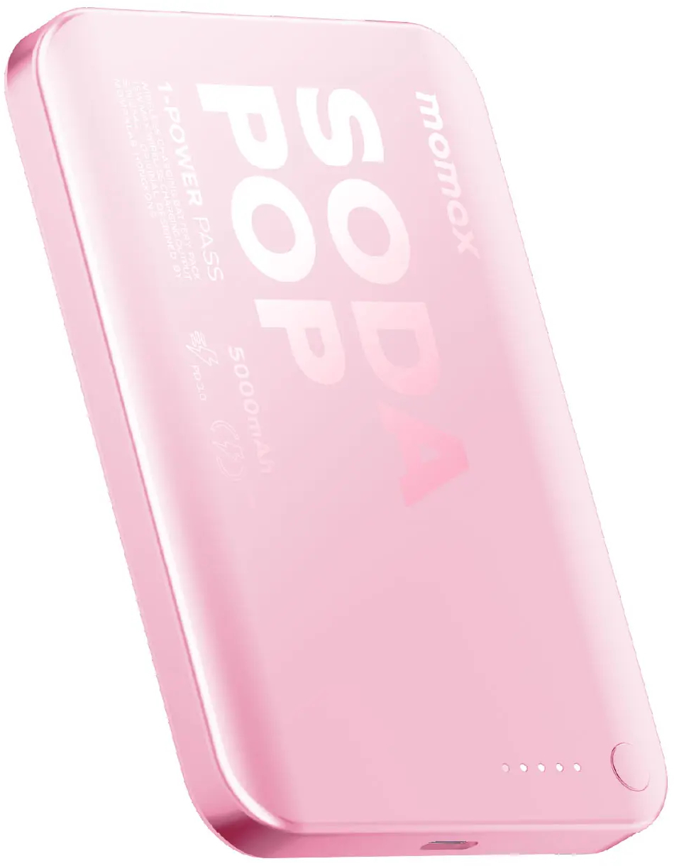 Портативний зарядний пристрій MOMAX WRL 5000mAh PINK (IP165P) фото1