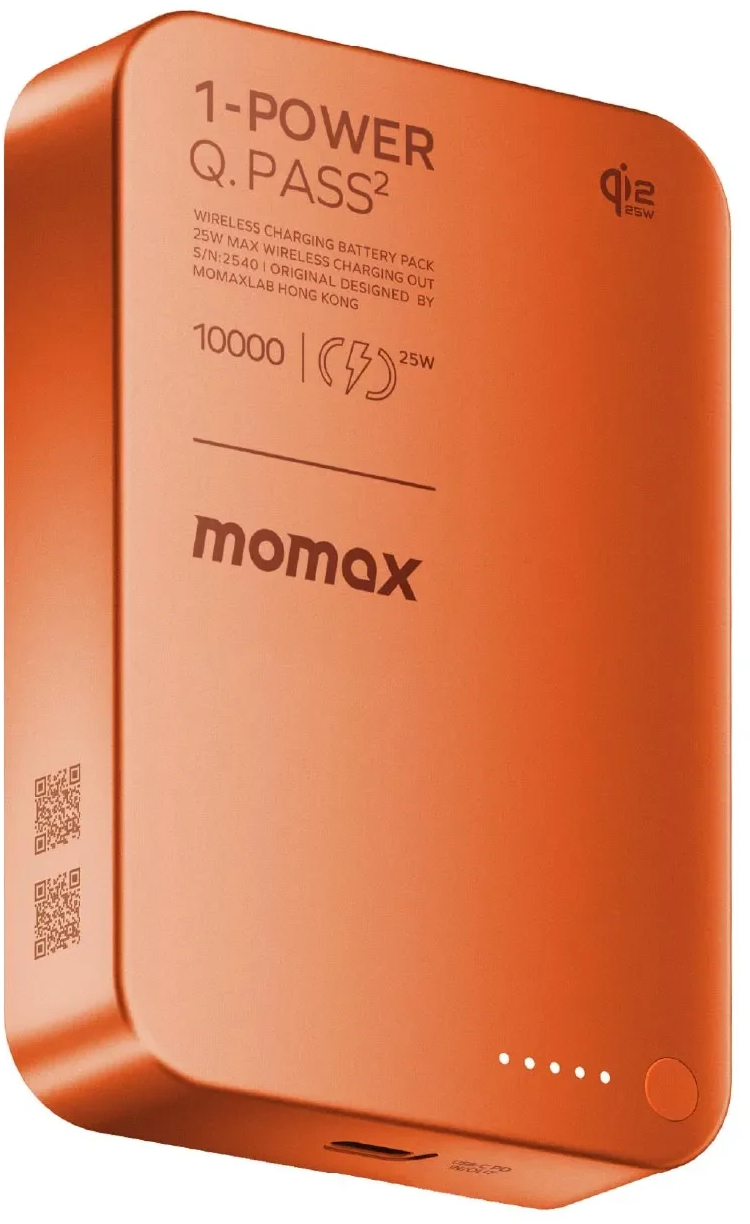 Портативний зарядний пристрій MOMAX WRL 10000mAh SOLAR ORANGE (IP168Q22M) фото1