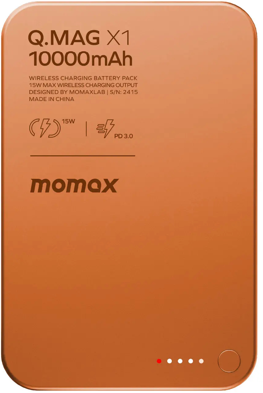 Портативное зарядное устройство MOMAX WRL 10000mAh Q.MAG X1 ORANGE (IP117AM) фото1