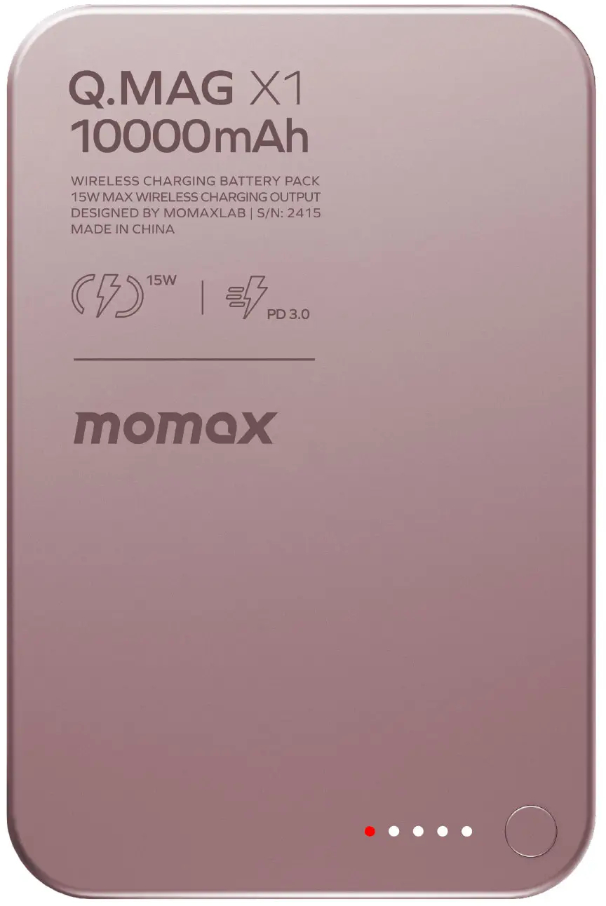 Портативное зарядное устройство MOMAX WRL 10000mAh Q.MAG X1 PINK (IP117AP)
