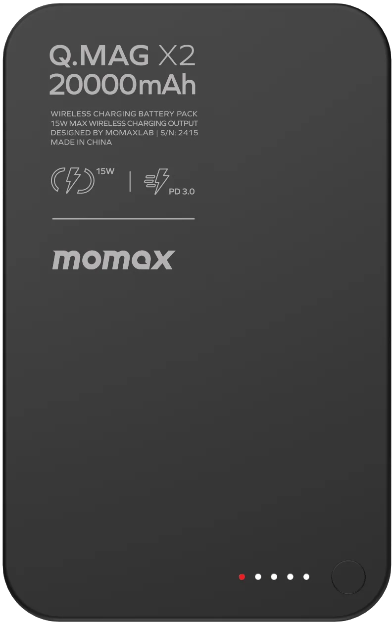 Портативний зарядний пристрій MOMAX WRL 20000mAh Q.MAG X2 BLACK (IP133D) фото1