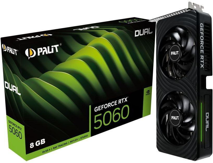 Видеокарта Palit NVIDIA GeForce RTX 5060 DUAL 8GB GDDR7 128-bit 3xDP HDMI (NE75060019P1-GB2063D)