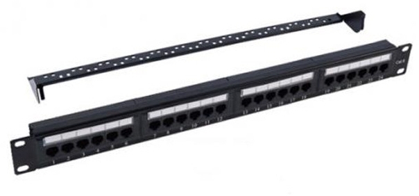 Патч-панель Kingda 19", 24xRJ45, UTP, Cat 6, 1U, с органайзером (KD-PP07-UTP-C6-24P) фото1