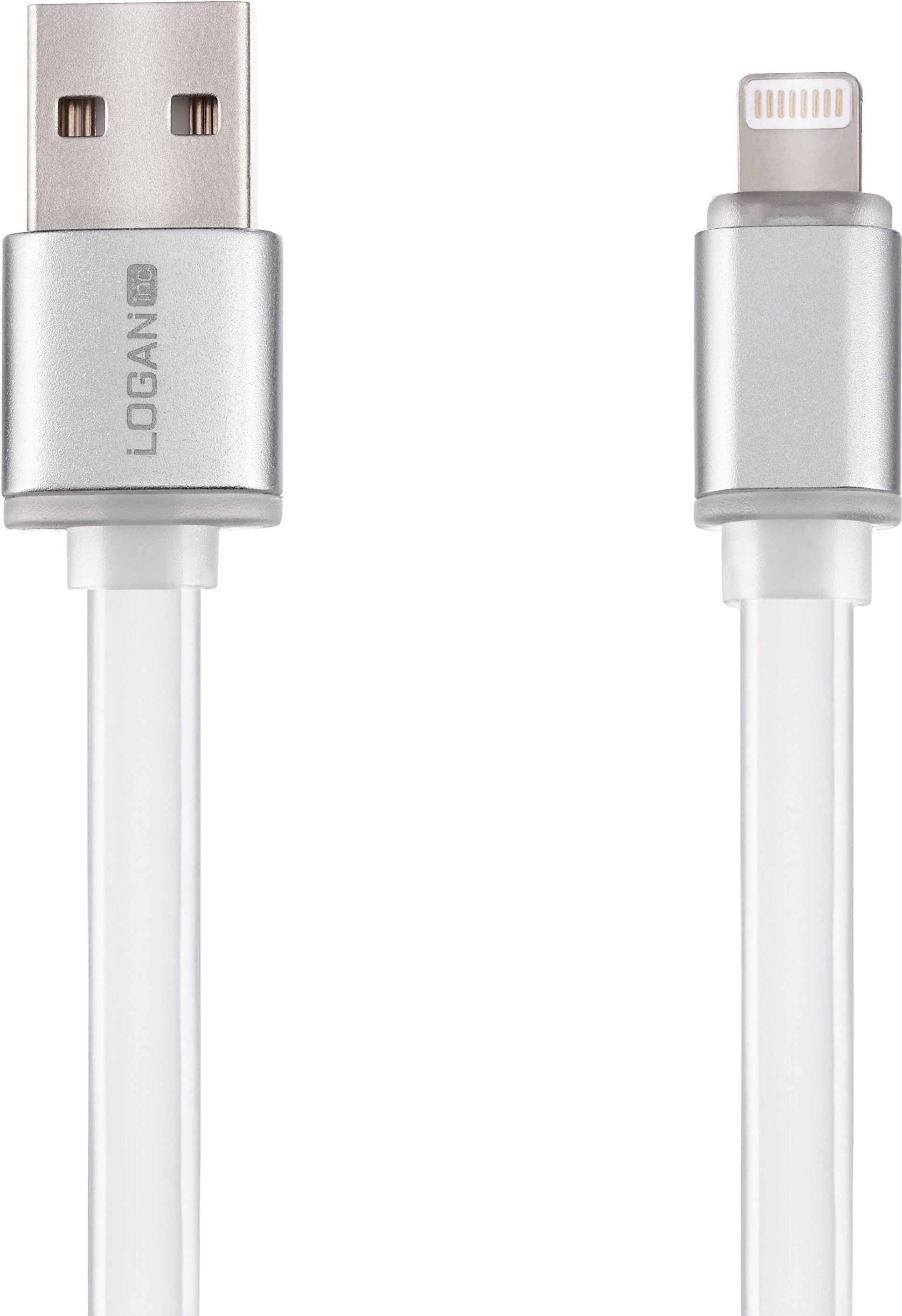 Кабель синхронизации Logan Apple Lightning to USB 1 м White фото1
