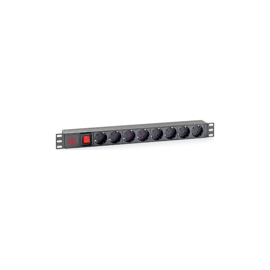 Блок розеток (8xSchuko), вимикач, 1U, C14, без каб елю KD-PDU-GM-1U-P8-C14 фото1