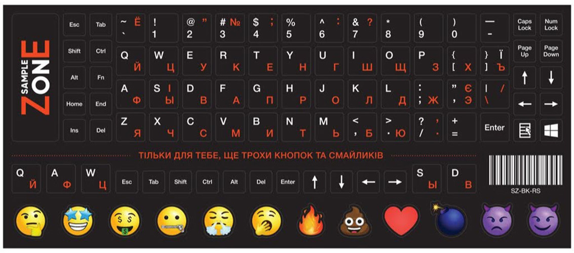 Наклейка на клавіатуру SampleZone SZ-BK-RS фото1