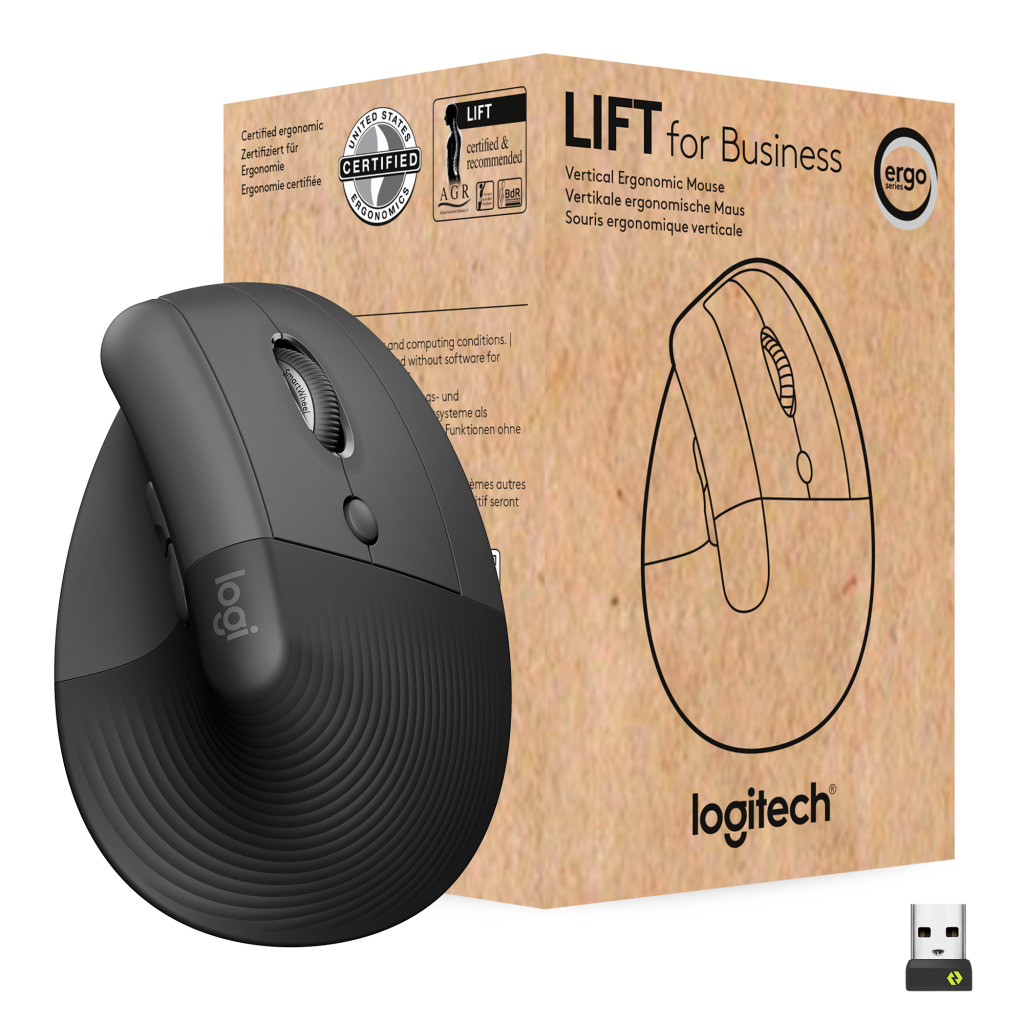 Мышь Logitech USB OPTICAL WRL VERTICAL BLACK RIGH фото1