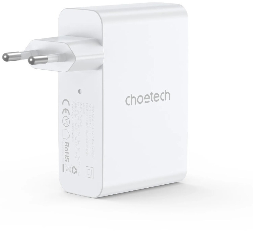 Мережевий зарядний пристрій Choetech GaN PD100W, 4 порта, 3*USB-C+A фото1