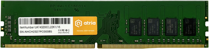 Пам'ять ПК Atria DDR4 16GB 3200MHz (UAT43200CL22K1/16) фото1