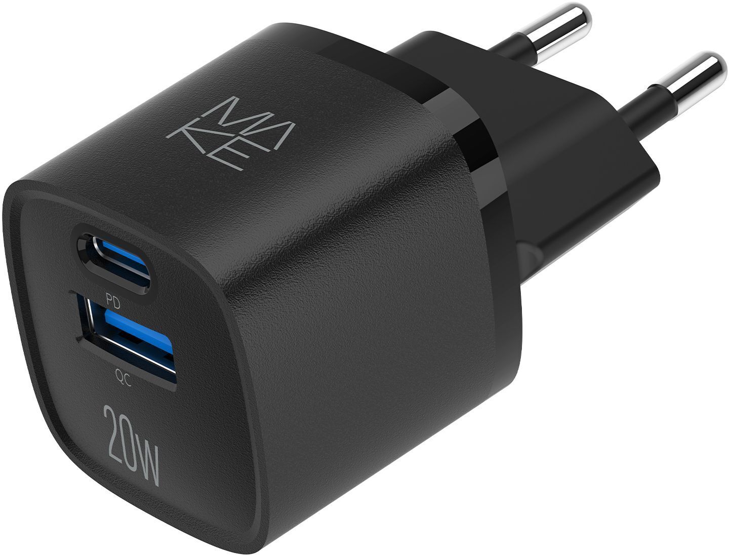 Зарядний пристрій MakeFuture 20W GaN PD + QC3.0 Black (MCW-2022GBK) фото1