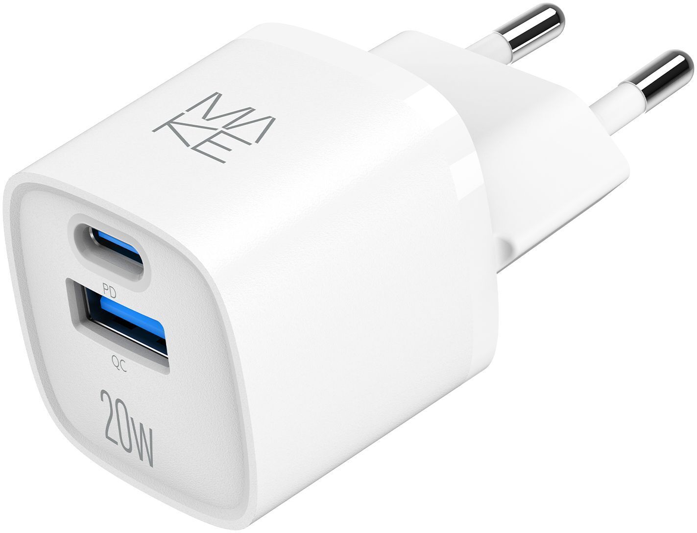 Зарядний пристрій MakeFuture 20W GaN PD + QC3.0 White (MCW-2022GWH) фото1