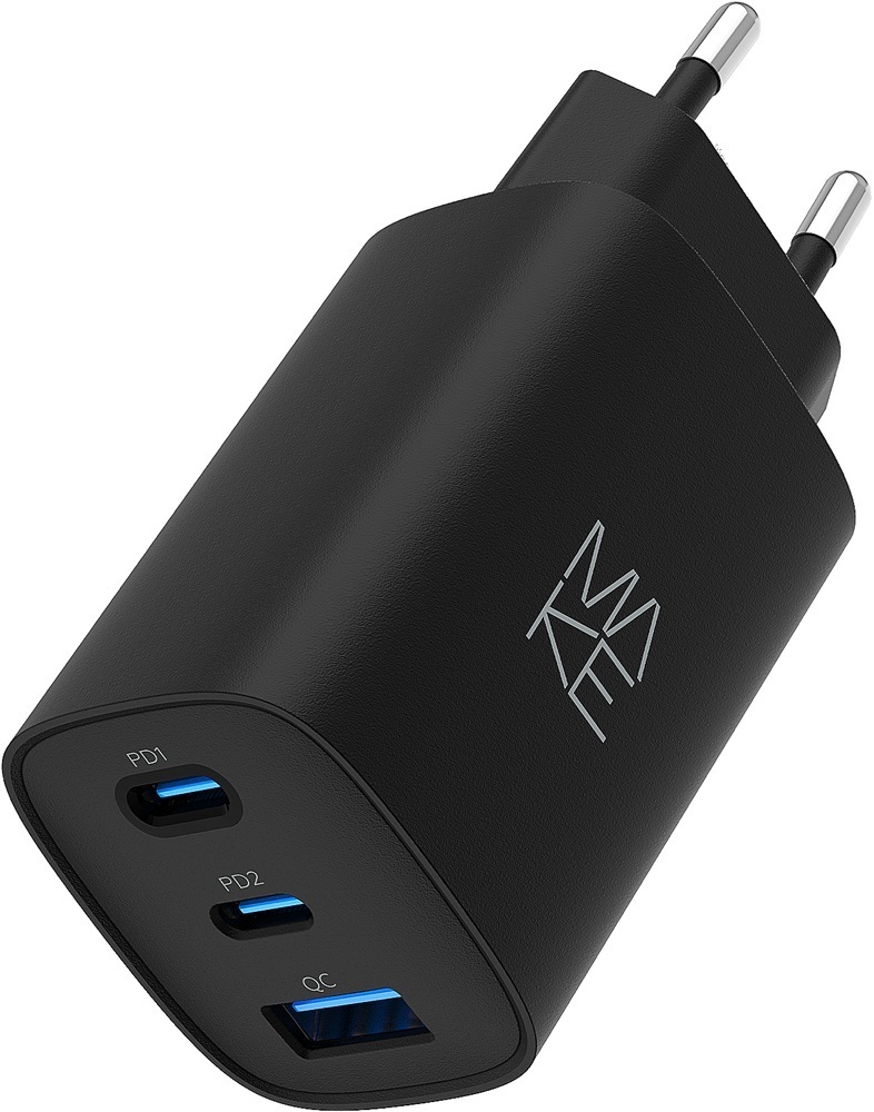 Зарядний пристрій MakeFuture 65W GaN 2xPD + QC3.0 Black (MCW-6531GBK) фото1