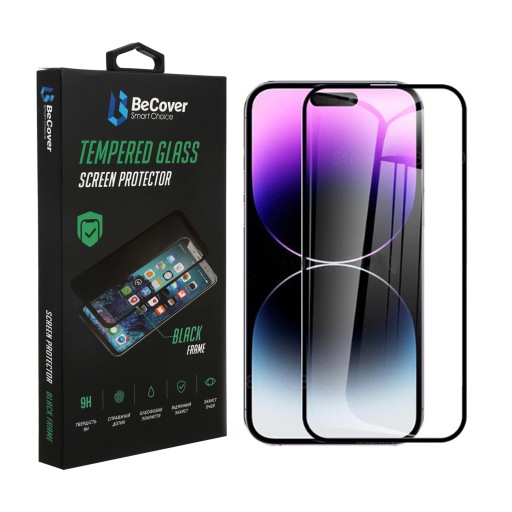 Захисне скло BeCover для Apple iPhone 14 Pro Max Black (707969) фото1