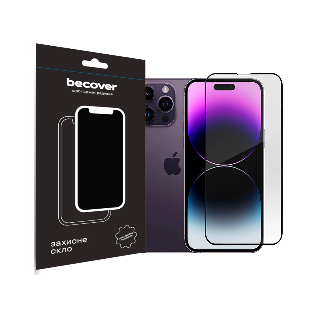 Захисне скло BeCover для Apple iPhone 14 Pro Black (707968) фото1