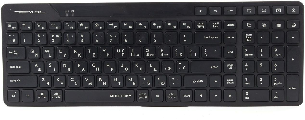 Клавиатура A4Tech беспроводная Fstyler, Bluetooth / 2.4 ГГц, с аккумулятором, quiet key, FBK27C AS (Black) фото1