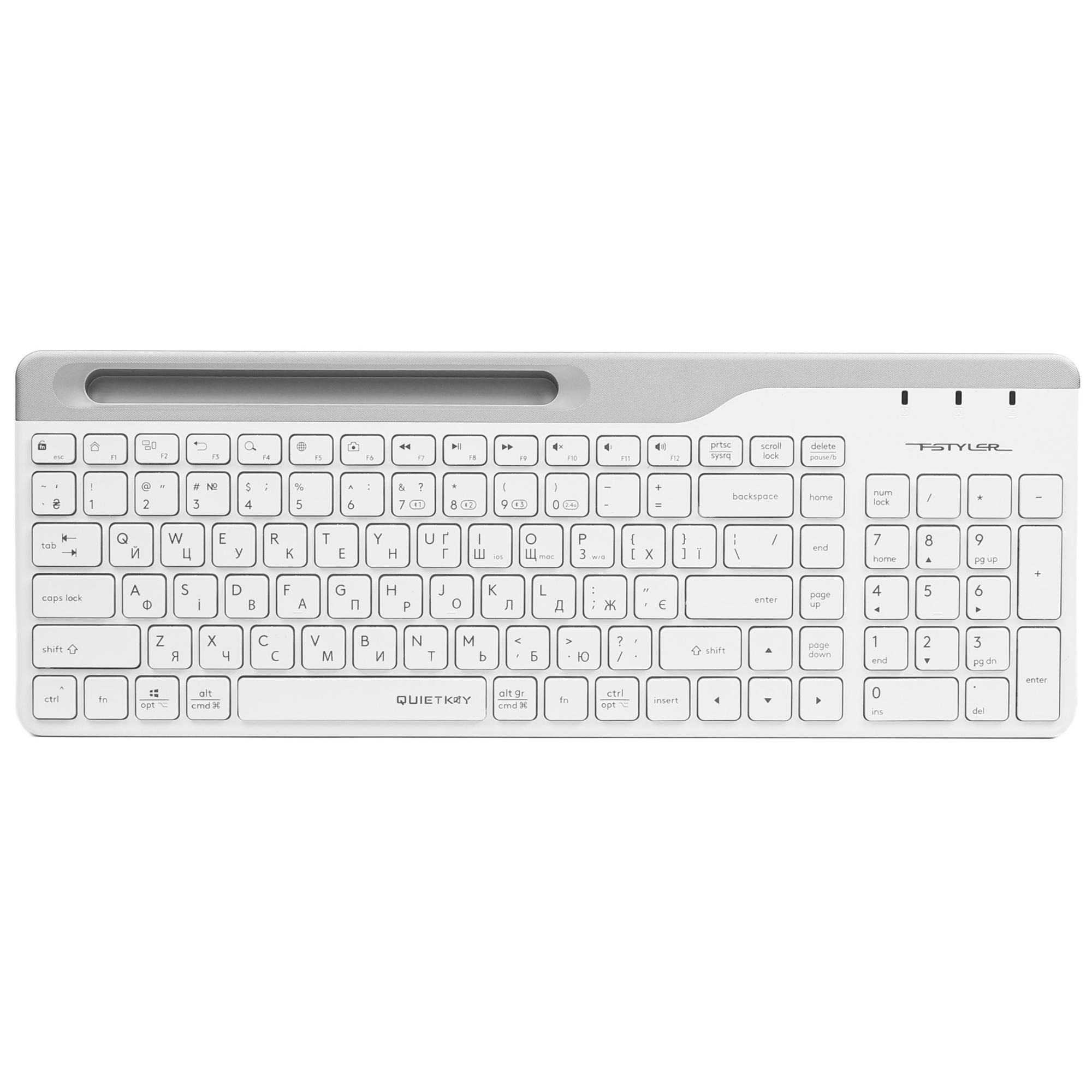 Клавиатура A4Tech беспроводная Fstyler, Bluetooth / 2.4 ГГц, FBK25 (White) фото1