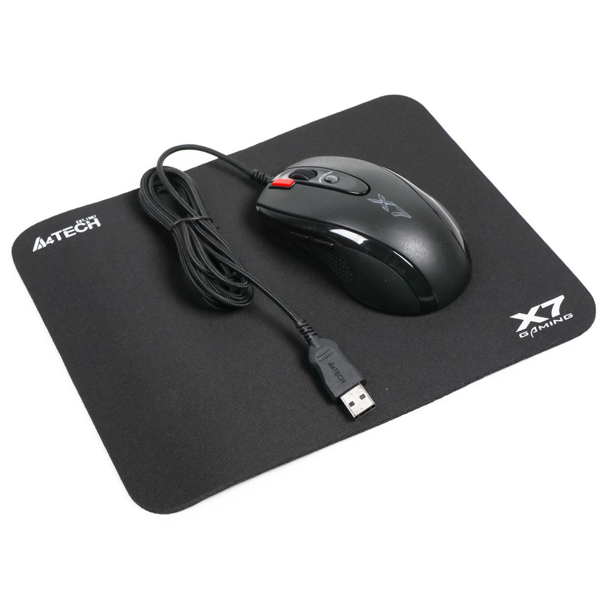 Миша A4Tech X-710BK Black USB + килимок A4Tech X7-200MP фото1