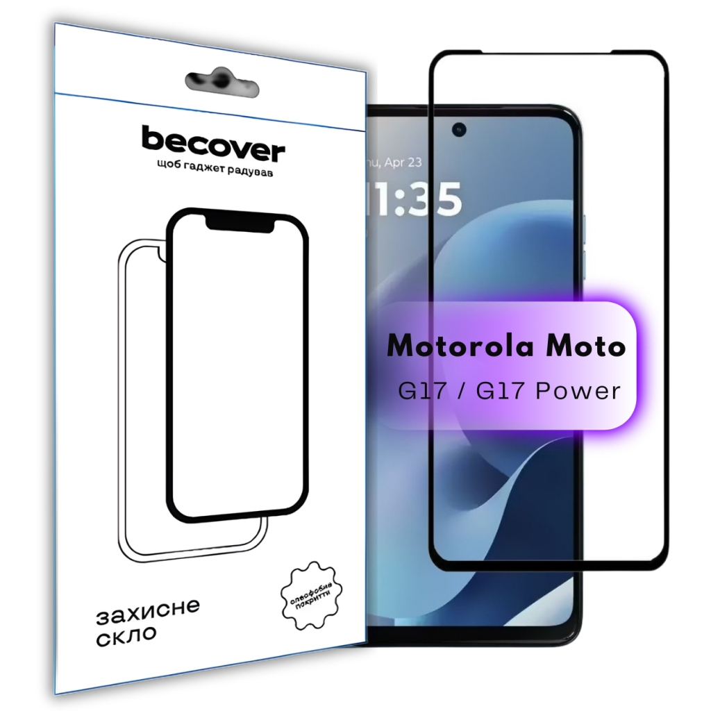Захисне скло BeCover для Motorola Moto G17 / G17 Power Black (715137) фото1