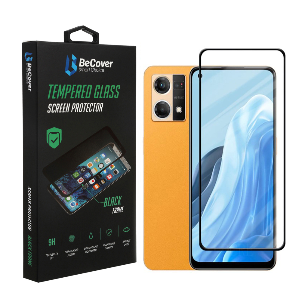Захисне скло BeCover для Oppo Reno7 Black (707605) фото1