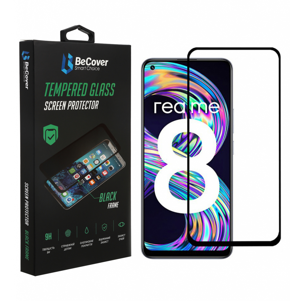 Захисне скло BeCover для Realme 8/8 Pro Black (706684) фото1