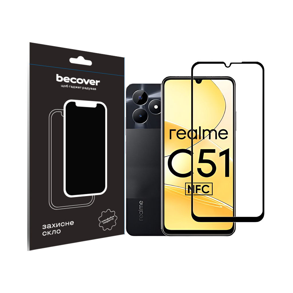 Захисне скло BeCover для Realme C51 Black (710301) фото1
