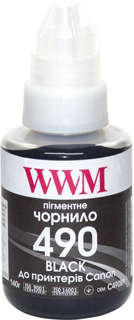 Чернила WWM Canon Pixma G1400/2400/3400 Black Pigment 140 г (C490BP) фото1