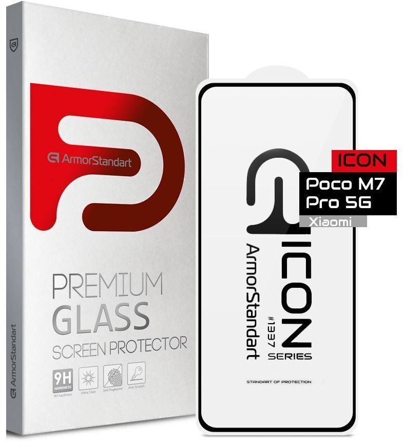 Защитное стекло Armorstandart Icon Xiaomi Poco M7 Pro 5G Black (ARM83139) фото1