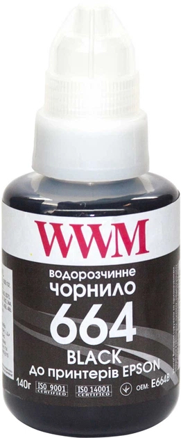 Чернила WWM Epson L110/210/300 Black 140 г (E664B) фото1