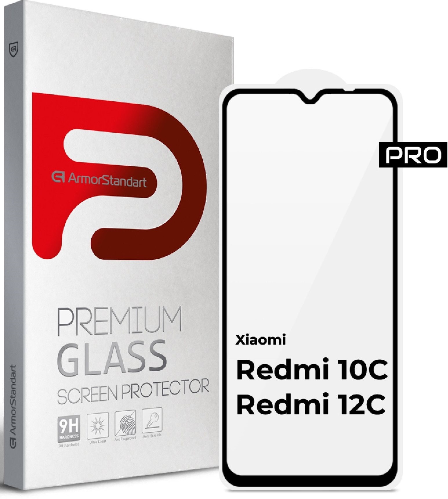 Защитное стекло Armorstandart Pro Xiaomi Redmi 10C / 12C Black (ARM61297) фото1