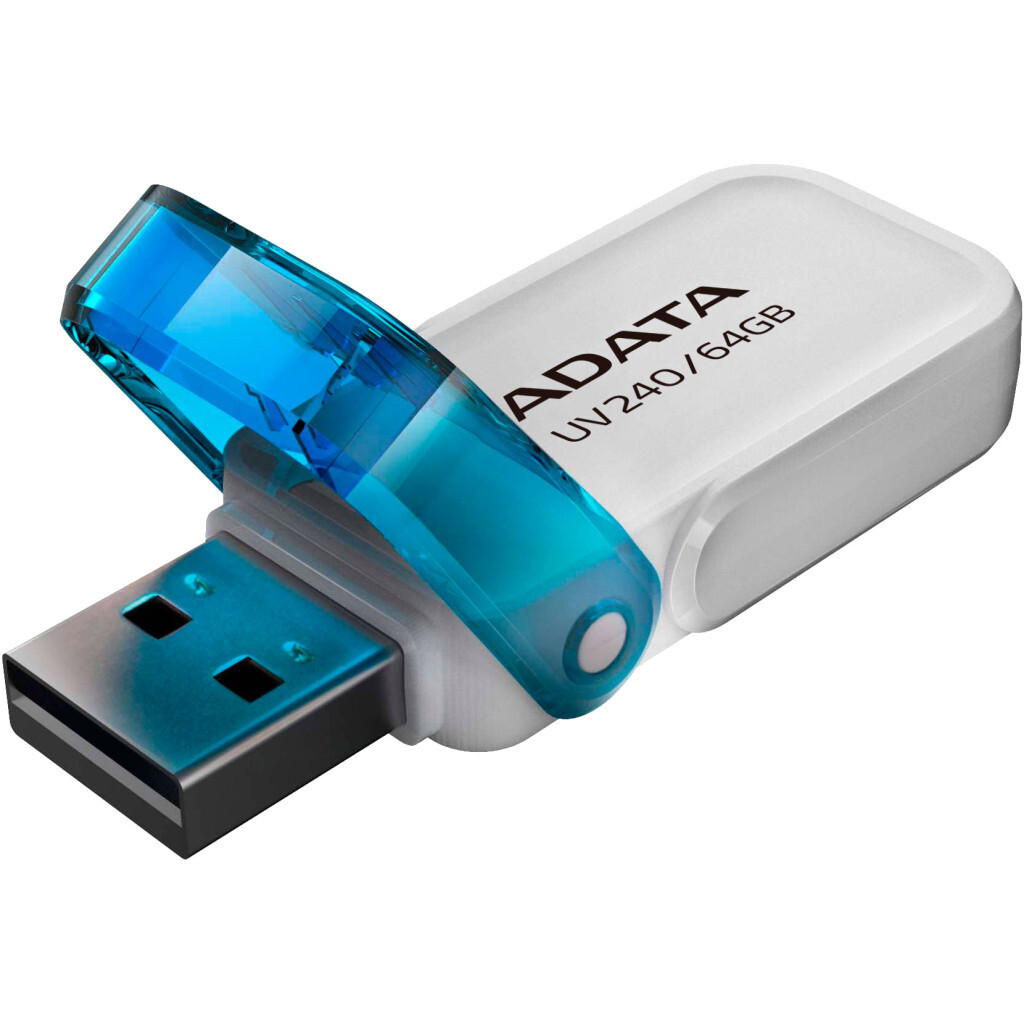 USB флеш накопичувач ADATA 64GB AUV 240 White USB 2.0 (AUV240-64G-RWH) фото1