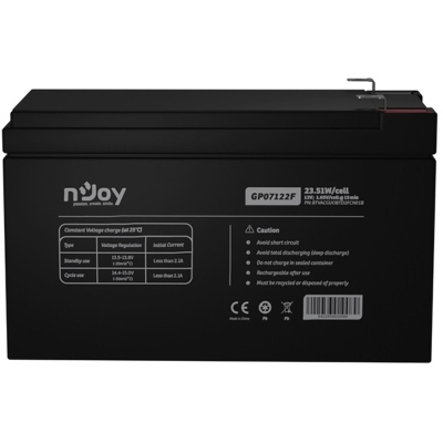 Акумуляторна батарея Njoy GP07122F 12V 7AH AGM (BTVACGUOBTD2FCN01B) фото1