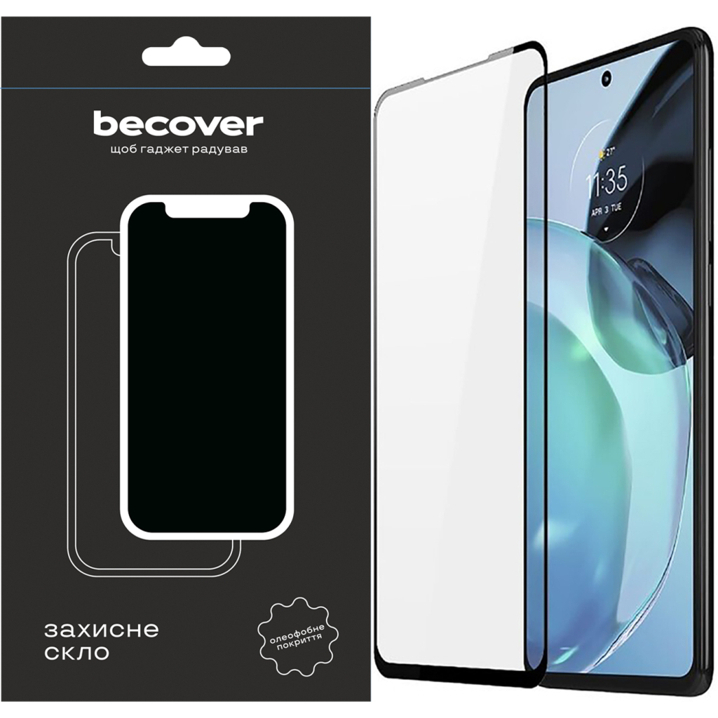 Захисне скло BeCover Motorola Moto G72 Black (709245) фото1
