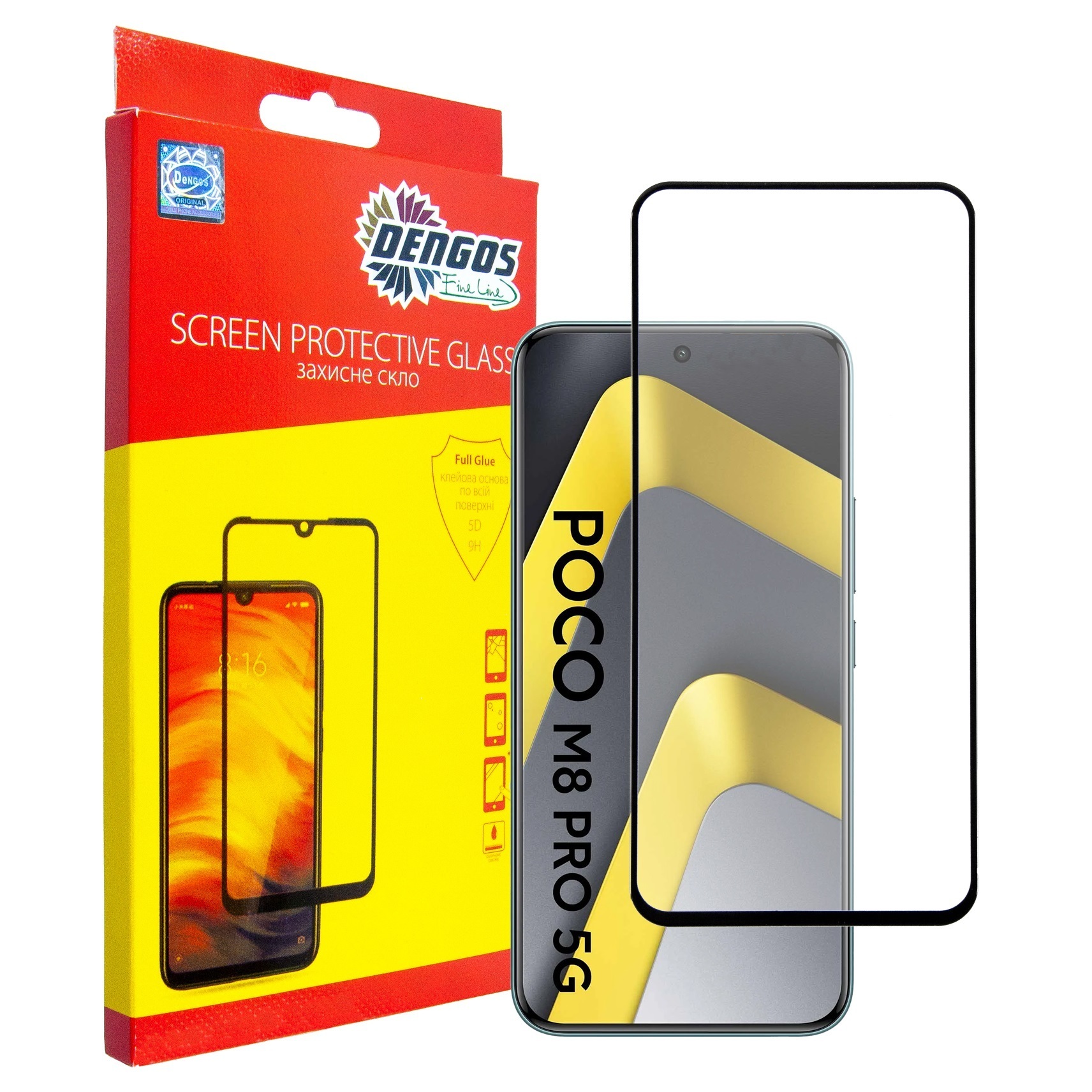 Скло захисне Dengos Full Glue POCO M8 Pro 5G Black (TGFG-429) фото1