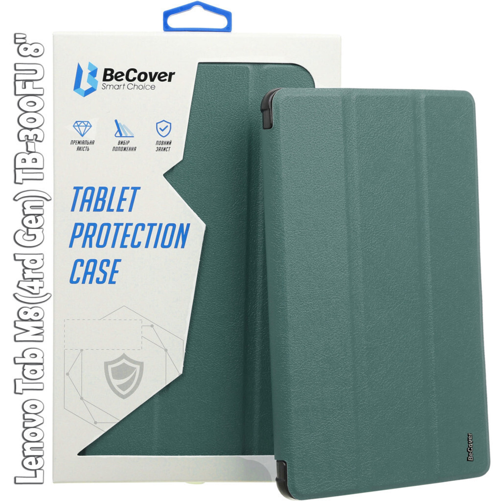 Чехол-книжка BeCover Smart для Lenovo Tab M8 (4rd Gen) TB-300FU Dark Green (709211) фото1